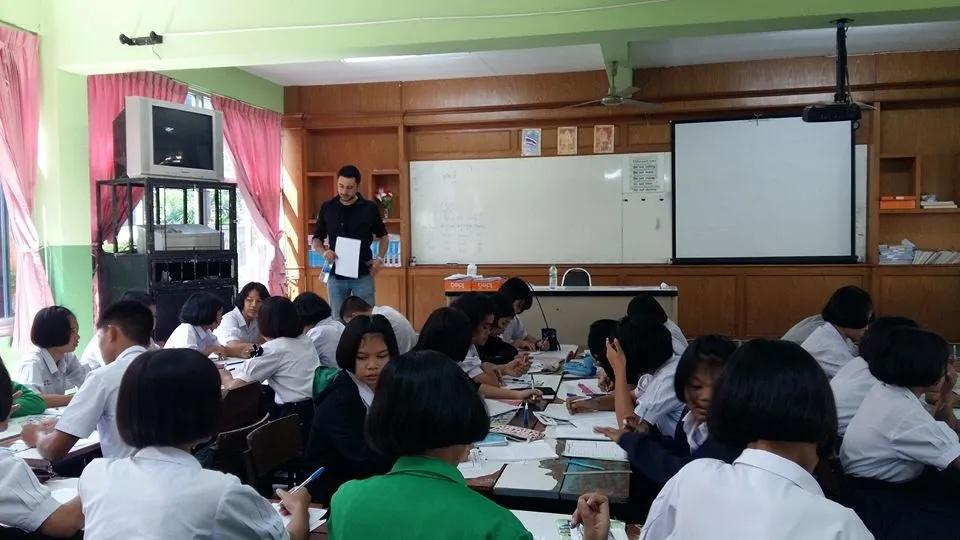 Tom teaching at Buached Wittaya